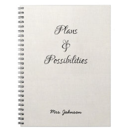 Caderno Espiral Notebook branco sobre planos e possibilidades