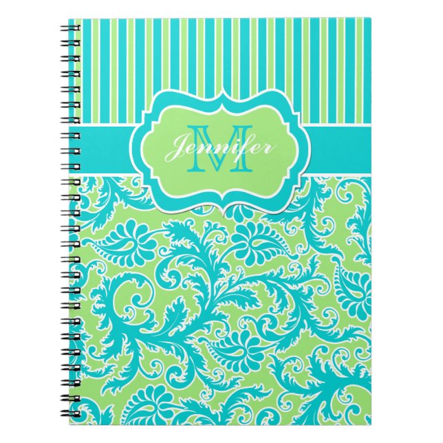 Caderno Espiral Notebook branco verde-branco personalizado (Frente)