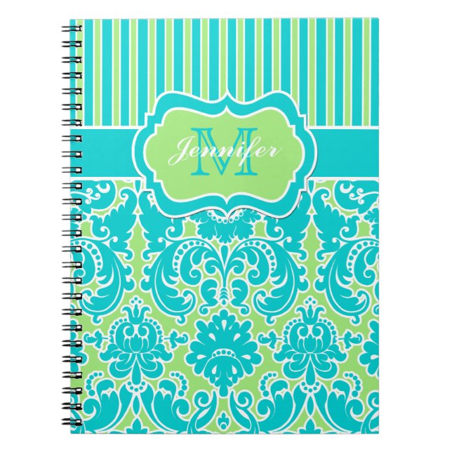 Caderno Espiral Notebook branco verde-branco personalizado (Frente)