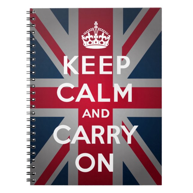 Caderno Espiral Notebook britânico "Keep Calm Carregar" (Frente)