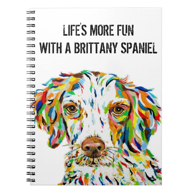 Caderno Espiral Notebook Brittany Spaniel de 6,5" x 8,75" (Frente)