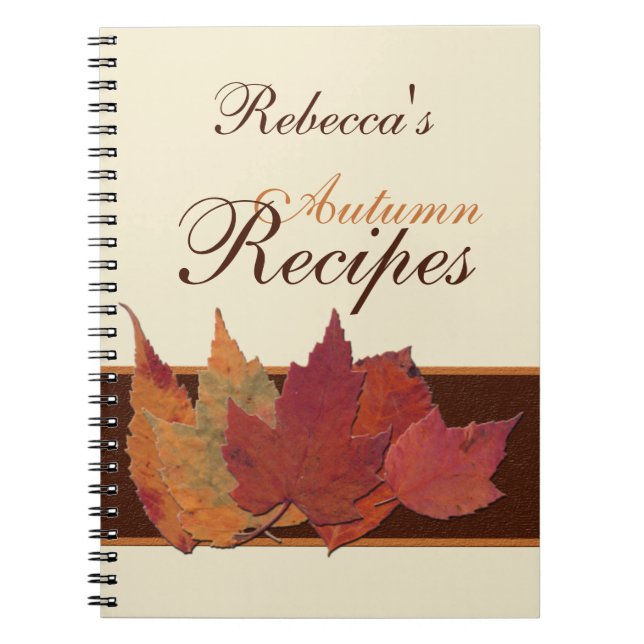 Caderno Espiral Notebook Brown Orange Ivory Dried Leaves Recebe (Frente)