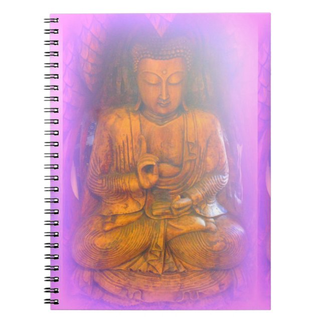 Caderno Espiral notebook buddha meditante da aura roxa (Frente)