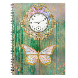 Caderno Espiral Notebook Butterfly Clock