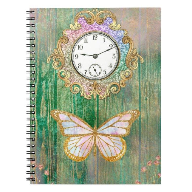 Caderno Espiral Notebook Butterfly Clock (Frente)