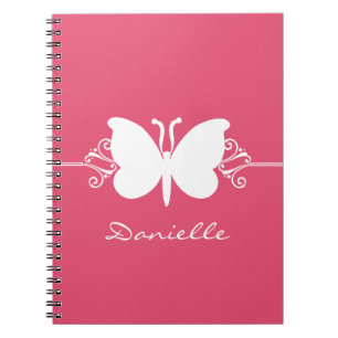 Caderno Espiral Notebook Butterfly, rosa