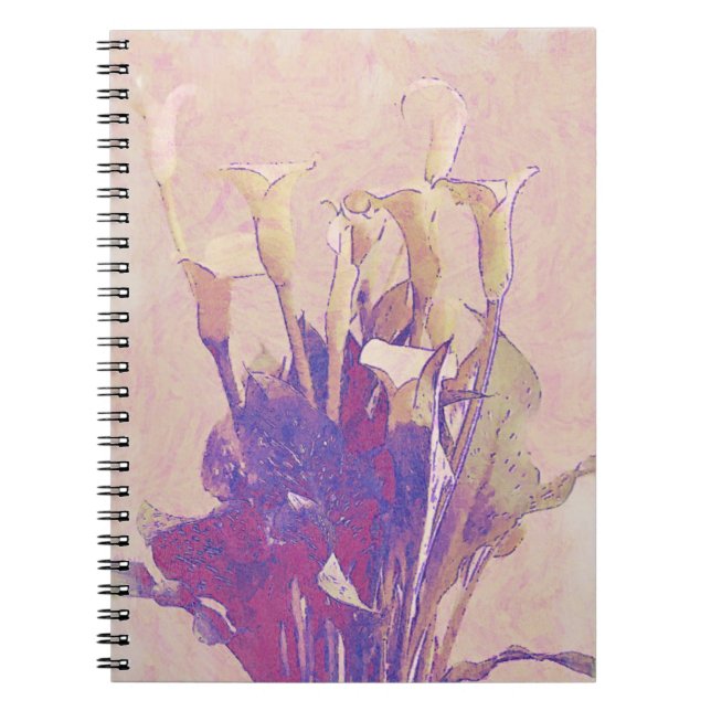 Caderno Espiral Notebook Calla Lily em Diário de Arte Rosa (Frente)
