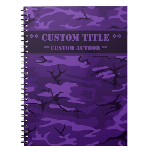 Caderno Espiral Notebook Camo Roxo Escuro com Título/Bloco Autor (Frente)