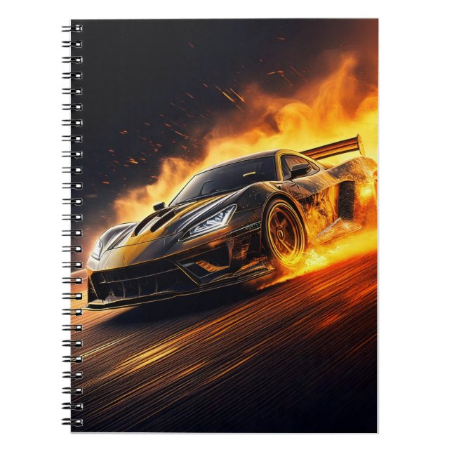 Caderno Espiral Notebook - carro de corrida (Frente)