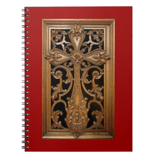 Caderno Espiral Notebook Carved Wood Cross (Frente)