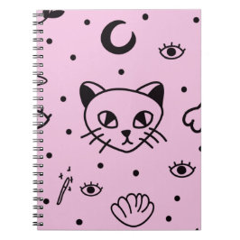 Caderno Espiral Notebook Cat de Gótico Pastel Wiccan - Encantament