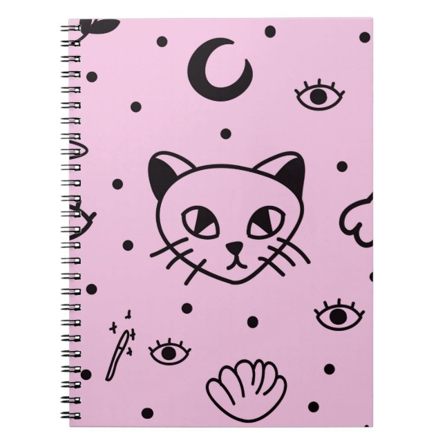Caderno Espiral Notebook Cat de Gótico Pastel Wiccan - Encantament (Frente)