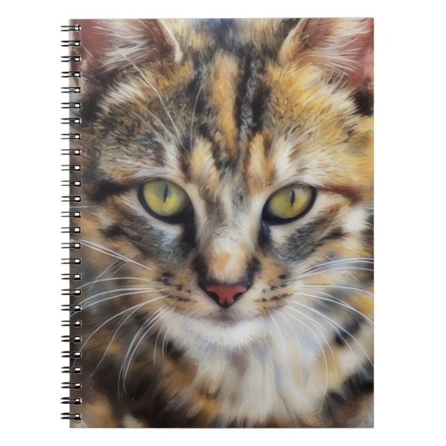 Caderno Espiral Notebook Cat Lover Calico Cat Art (Frente)