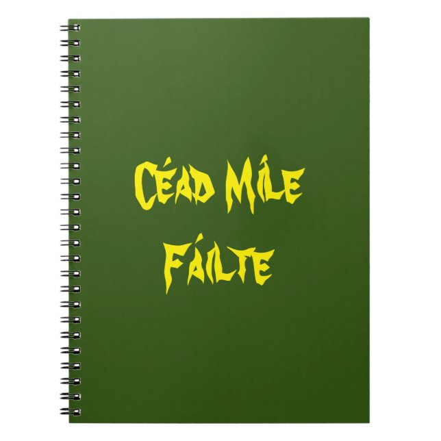 Caderno Espiral Notebook Céad Míle Fáilte Amarelo e Dourado (Frente)