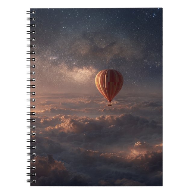 Caderno Espiral Notebook Celestial Hot Air Balloon Sky (Frente)