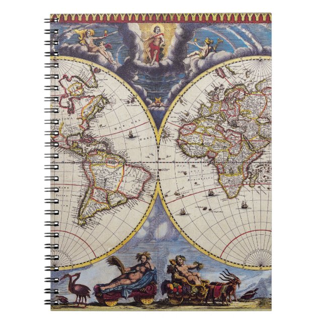 Caderno Espiral Notebook Celestial Vintage World Map (Frente)