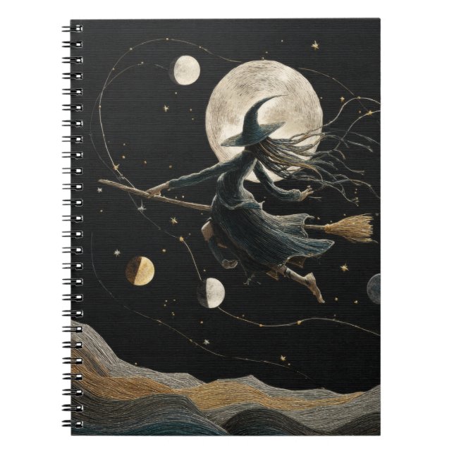 Caderno Espiral Notebook Celestial Witch Moon Fases (Frente)