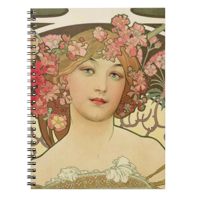 Caderno Espiral Notebook Champagne Alphonse Mucha (Frente)