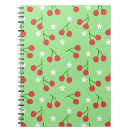 Caderno Espiral Notebook Cherries e White Flower