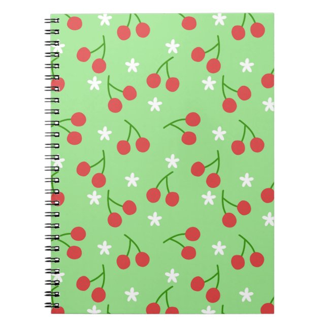 Caderno Espiral Notebook Cherries e White Flower (Frente)