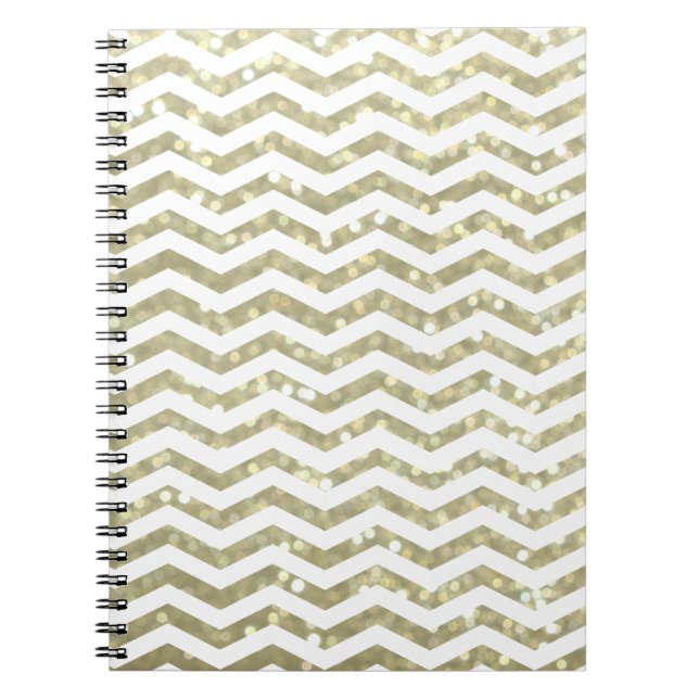 Caderno Espiral Notebook Chevron Dourado (Frente)