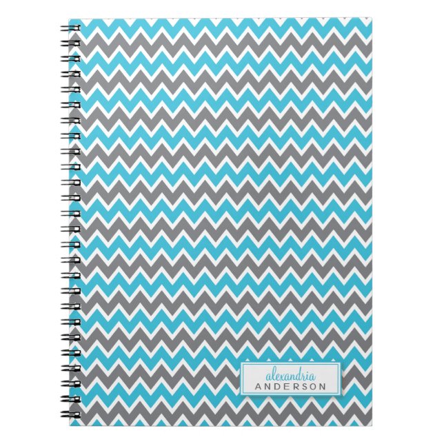 Caderno Espiral Notebook Chevron Pattern Trendy (aqua) (Frente)