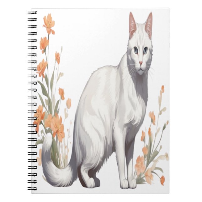 Caderno Espiral Notebook Chic Cat - Diário de Cobrir Felino mínimo (Frente)