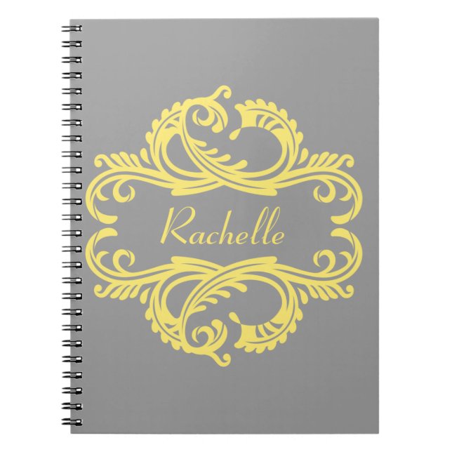 Caderno Espiral Notebook Chic Damask Amarelo (Frente)
