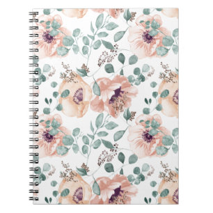 Caderno Espiral Notebook Chic Pink Watercolor Flowers