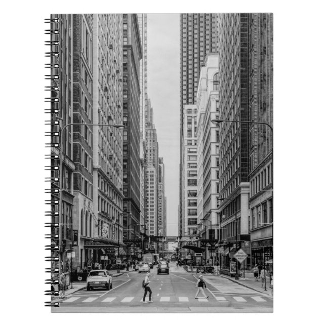 Caderno Espiral Notebook Chicago Madison Street Grayscale (Frente)