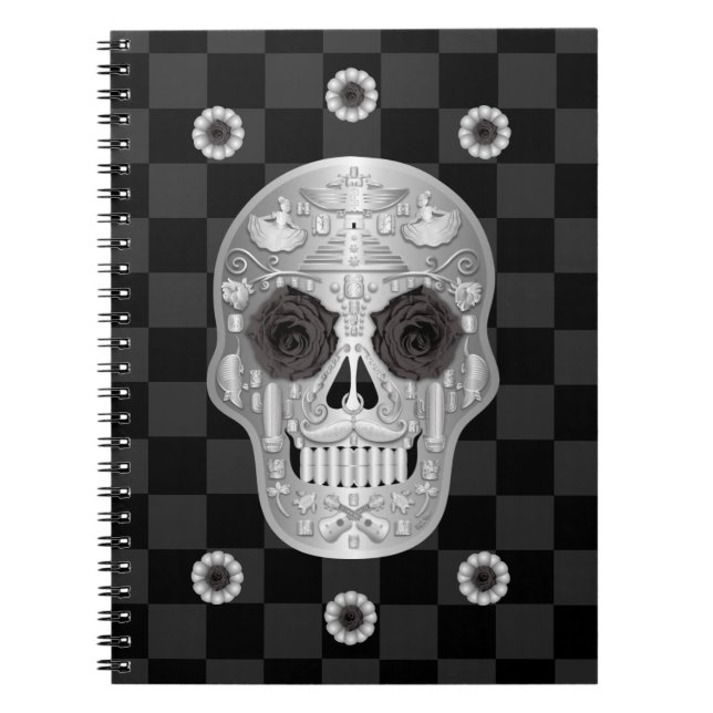 Caderno Espiral Notebook Chrome Calavera (Rosa preto) (Frente)