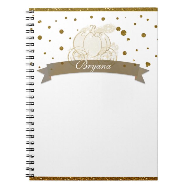 Caderno Espiral Notebook Cinderela Carruagem com pontos brilhantes (Frente)