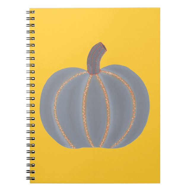 Caderno Espiral Notebook Cinza Pumpkin Orange Lights Halloween (Frente)
