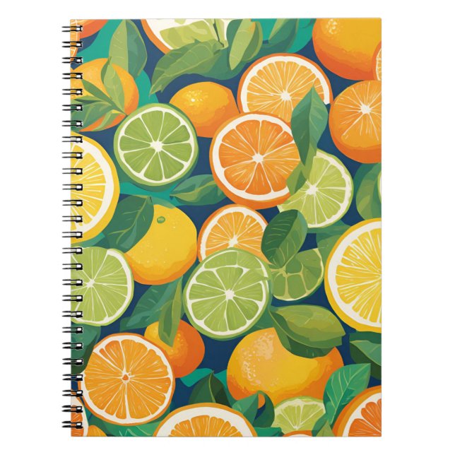 Caderno Espiral Notebook Citrus Bliss - Limão Vibrante, Limão e O (Frente)