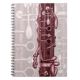 Caderno Espiral Notebook Clarinet Red Music