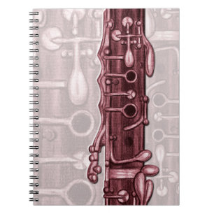 Caderno Espiral Notebook Clarinet Red Music