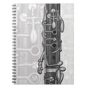 Caderno Espiral Notebook Clarinet Upper Joint Monograma
