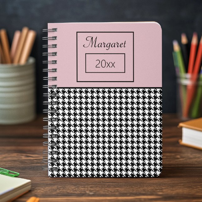 Caderno Espiral Notebook Classic Girly Houndstooth & Pink 6.5x8.75 (Criador carregado)