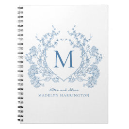 Caderno Espiral Notebook Classic Royal Floral Crest Monograma