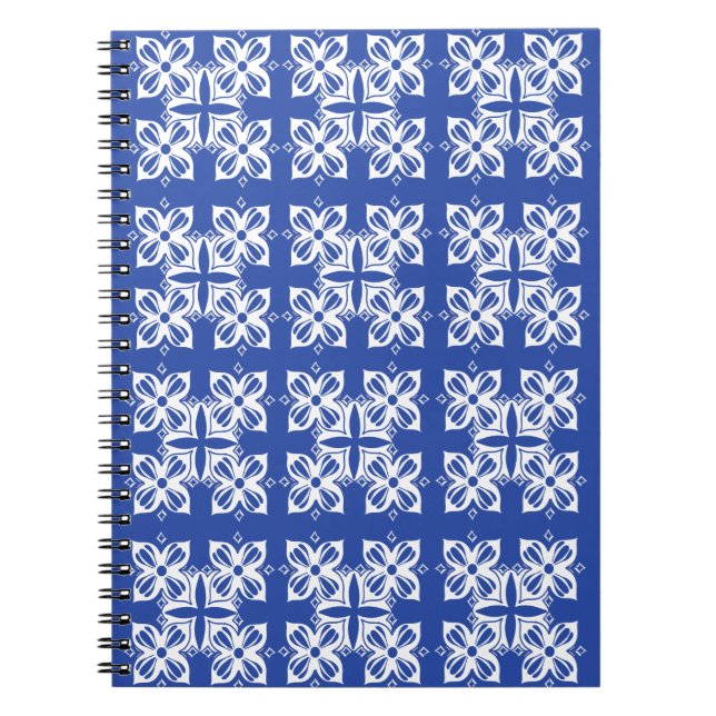 Caderno Espiral Notebook clássico com padrão azul (Frente)