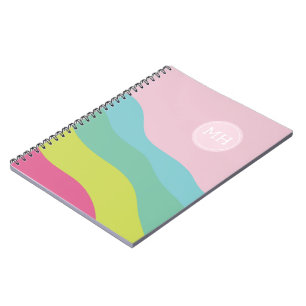 Caderno Espiral Notebook colorido com tendência de monograma perso