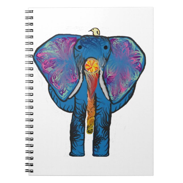 Caderno Espiral Notebook colorido de elefante (Frente)