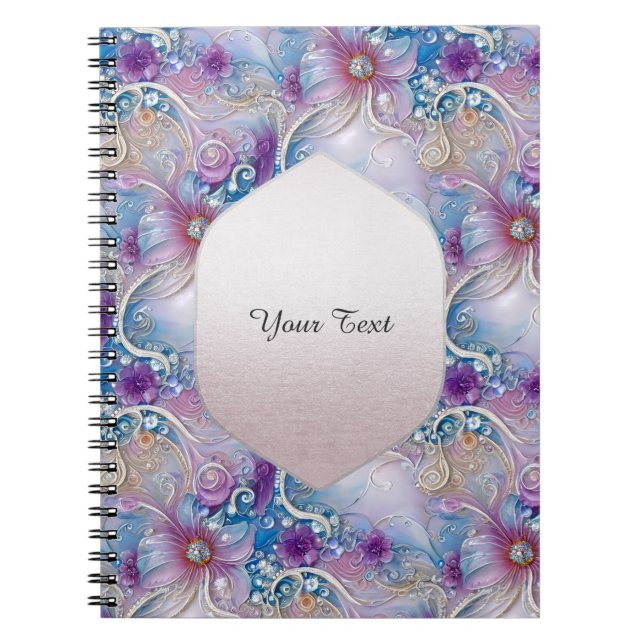Caderno Espiral Notebook Colorido Floral Pprecoce Gems (Frente)