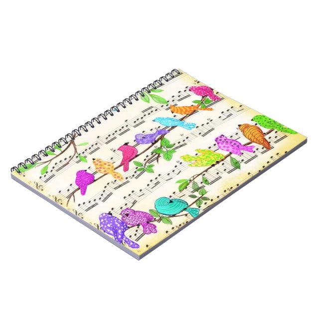 Caderno Espiral Notebook Colorous Musical Birds (Left Side)