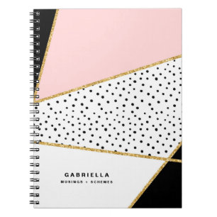 Caderno Espiral Notebook com Abstrato de chip preto e rosa