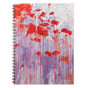 Caderno Espiral Notebook com Abstrato de gota de Lavanda vermelho