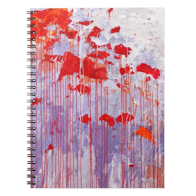 Caderno Espiral Notebook com Abstrato de gota de Lavanda vermelho (Frente)