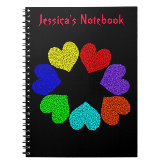 Caderno Espiral Notebook com amor floral Rainbow (Frente)