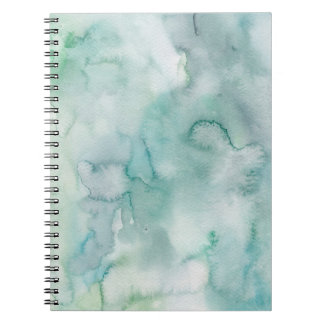 Caderno Espiral Notebook com Aquarela Inspida no Oceano abstrato