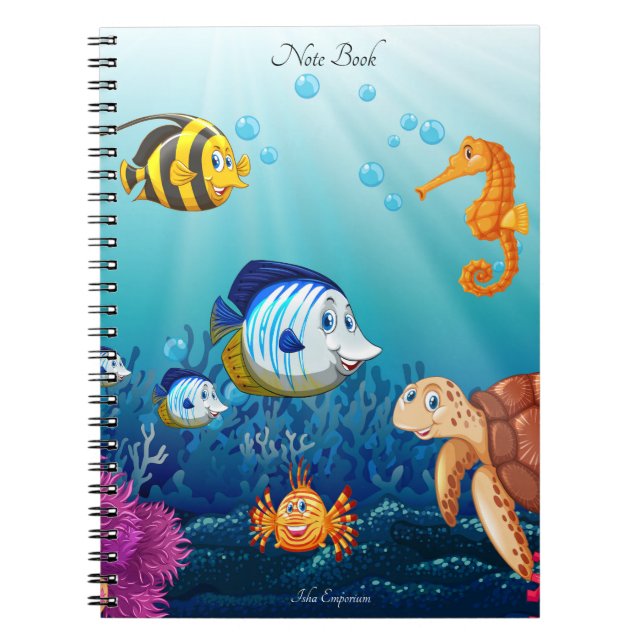 Caderno Espiral Notebook com aspecto aquático (Frente)